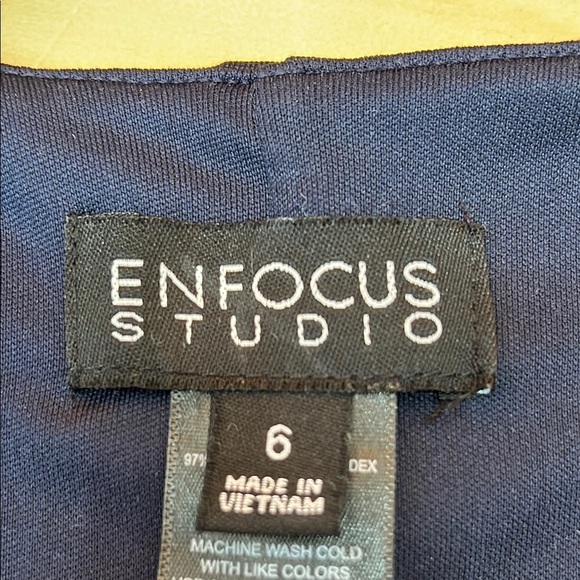 Enfocus Studio Women’s Fit/Flare Dress Sz 6 Black/Tan/Red Polyester/Spandex - Picture 2 of 10